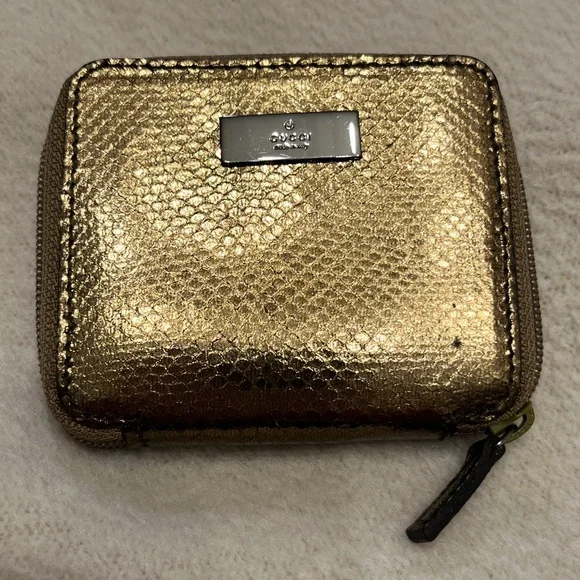 Gucci Gold Python Compact Coin Case Wallet - Picture 1 of 9